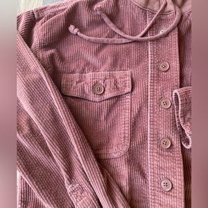 AMERICAN EAGLE Cropped Corduroy Hoodie Jacket